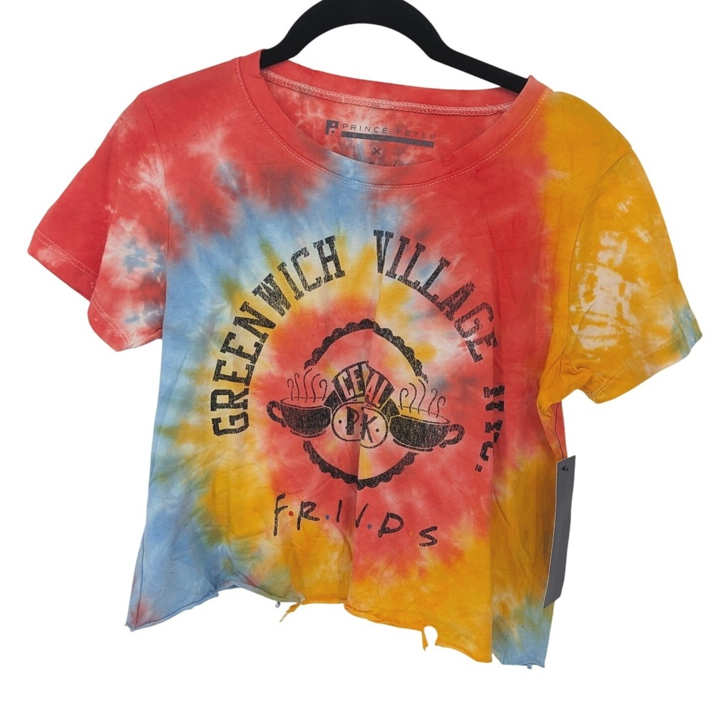 Prince Peter Collection Friends T Shirt Womens XS Tie Dye Cropped Colorful NWT